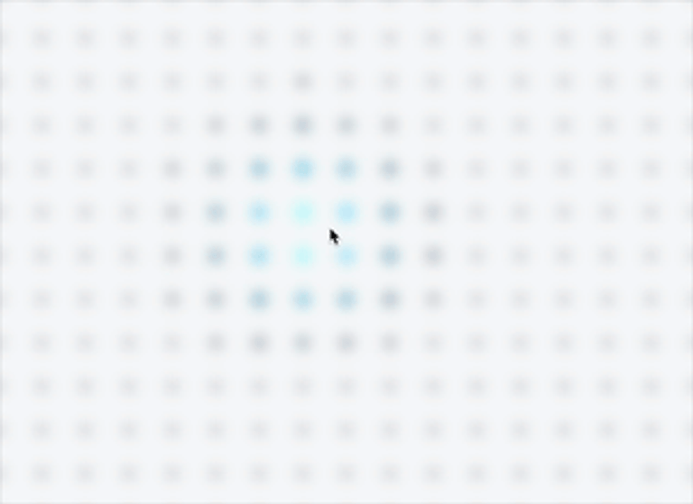 A mouse moving over a background grid of black dots with the dots getting bigger and brighter as the mouse gets closer.