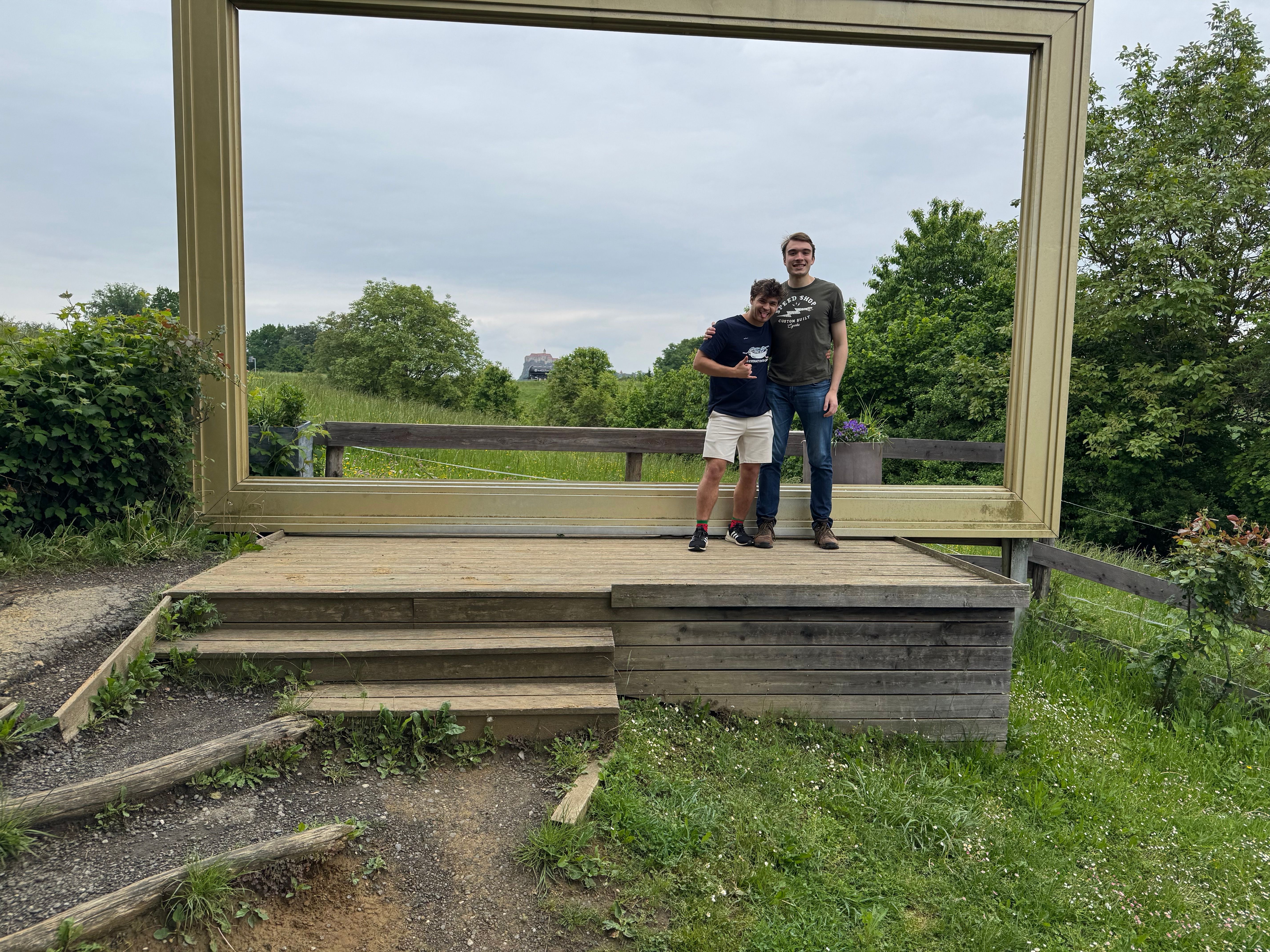 Ben and I posing in a frame