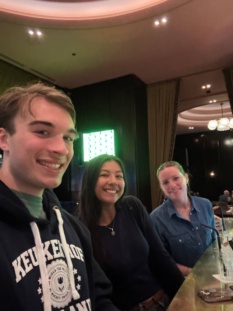 Me, Kate, and Avery sitting at a bar