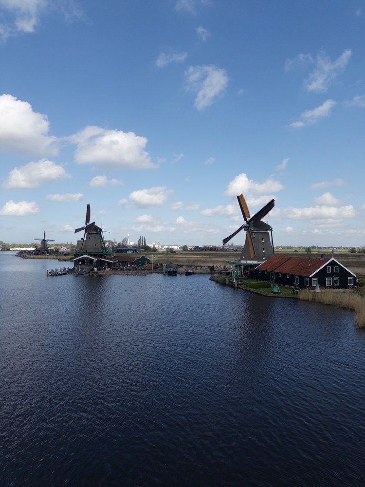 The windmills next to the river