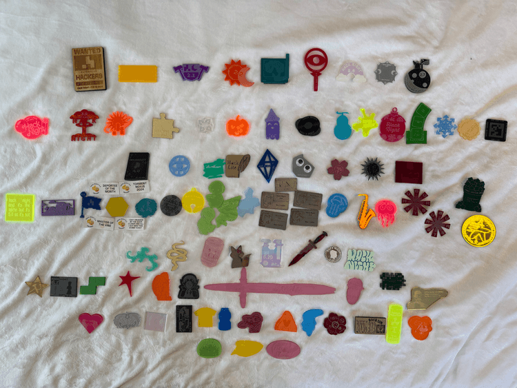 My entire badge collection, consisting of 90 badges.