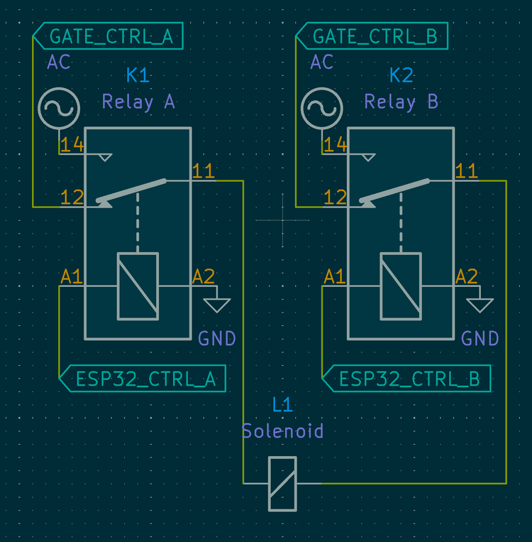 A diagram of the circuit made in KiCad.