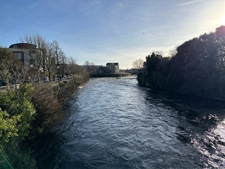 The river going through the town