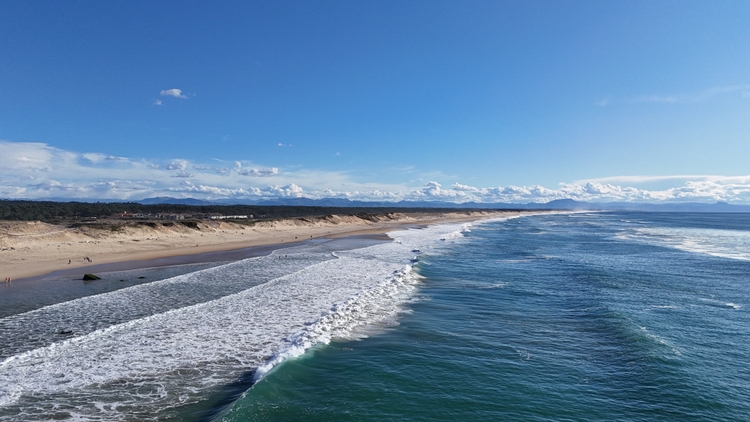 The beach from the perspective of a drone