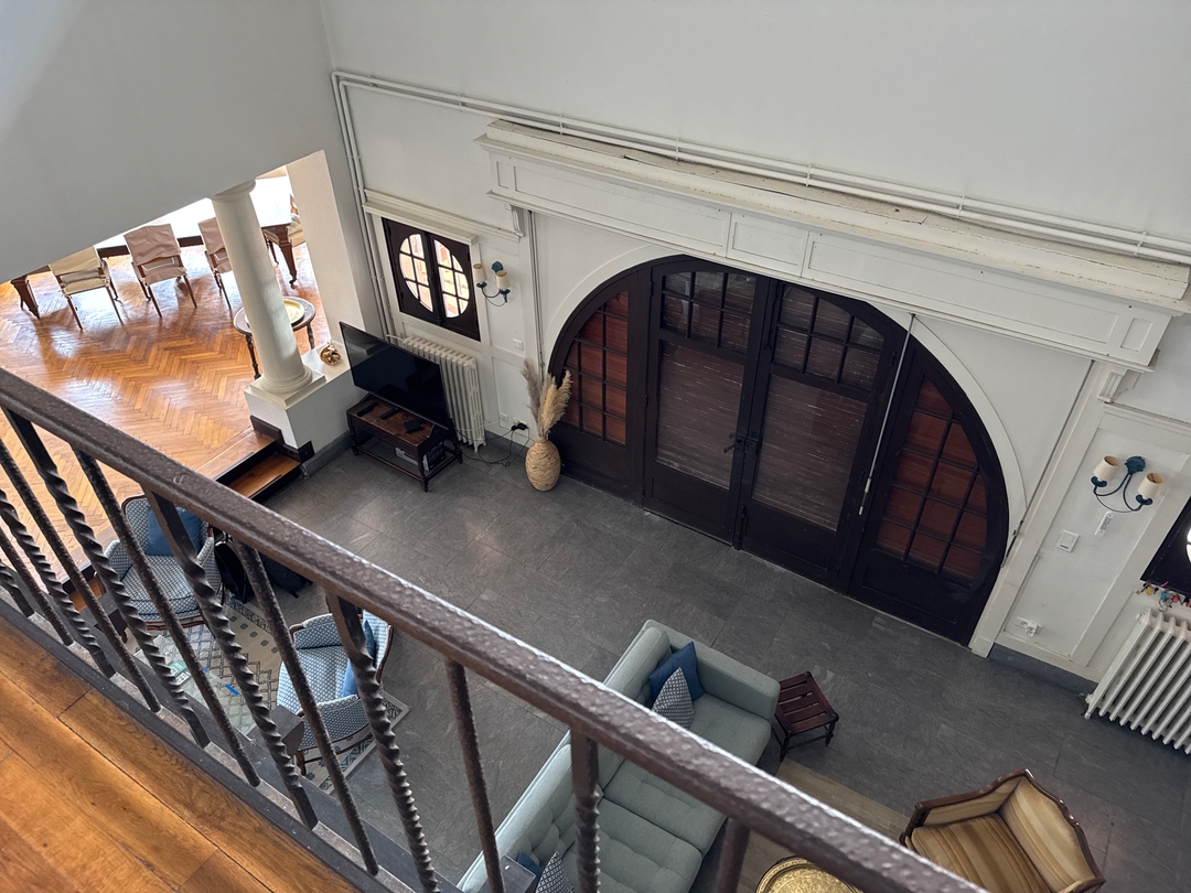 A view of the inside from the catwalk above showcasing the 30's design