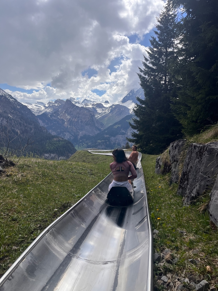 Nadia and I about to go down the slope