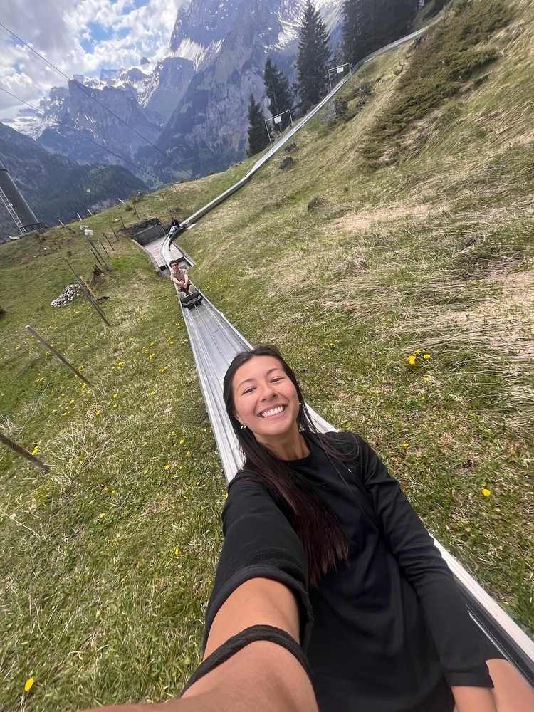 Kate and Adam on the way up