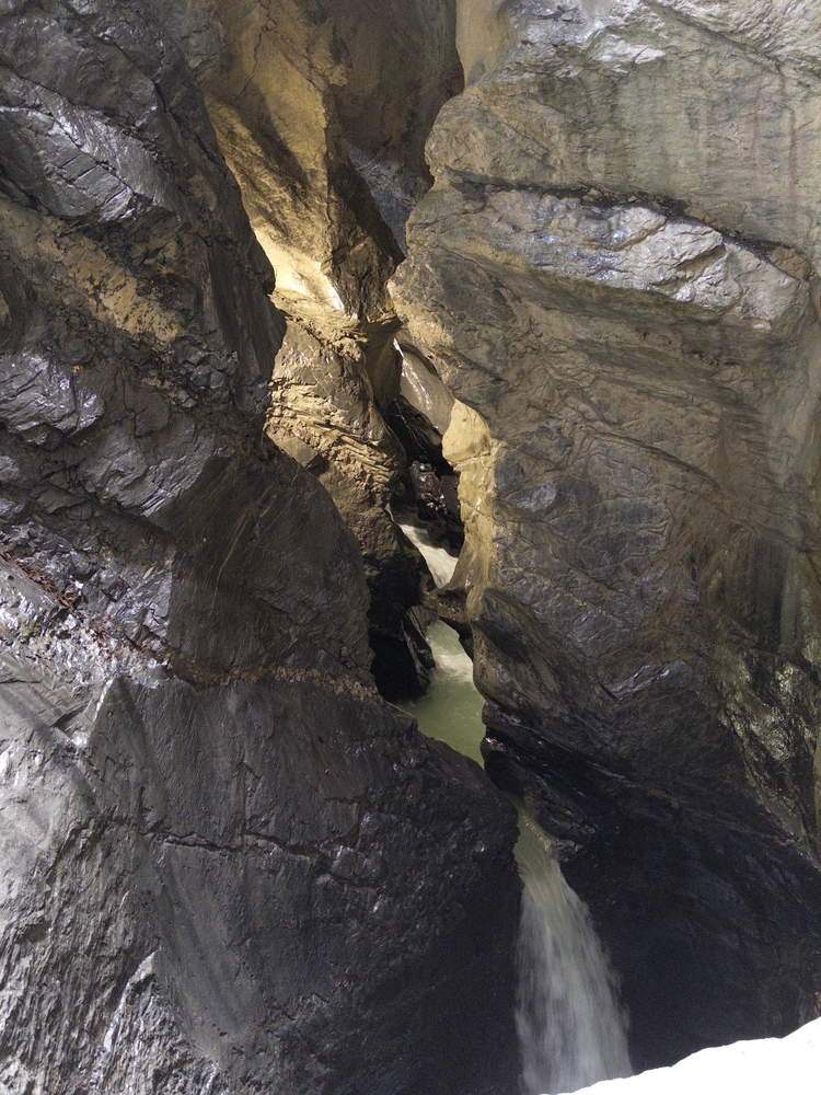 A waterfall in a cave