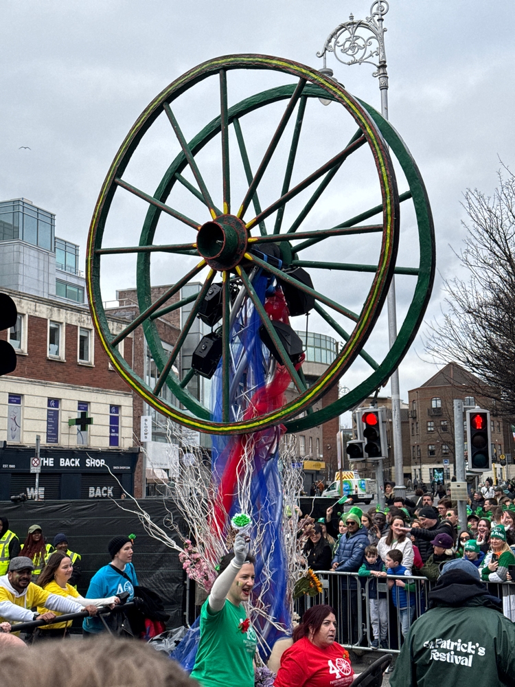 An interesting float at the parade of two wheels