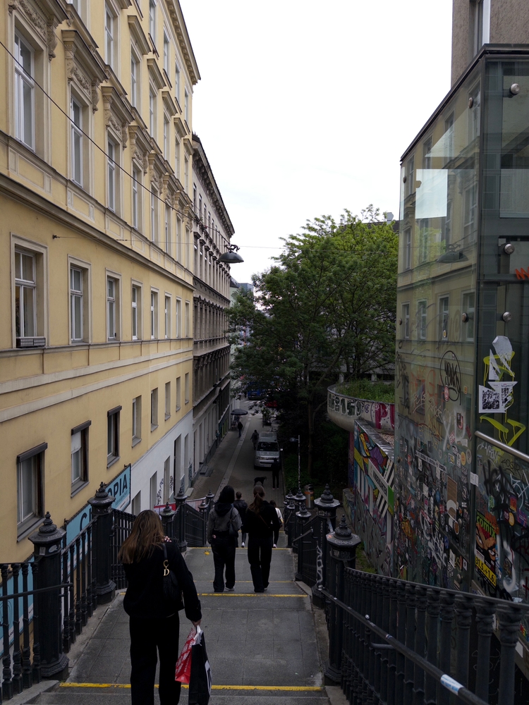 An alley with some stairs