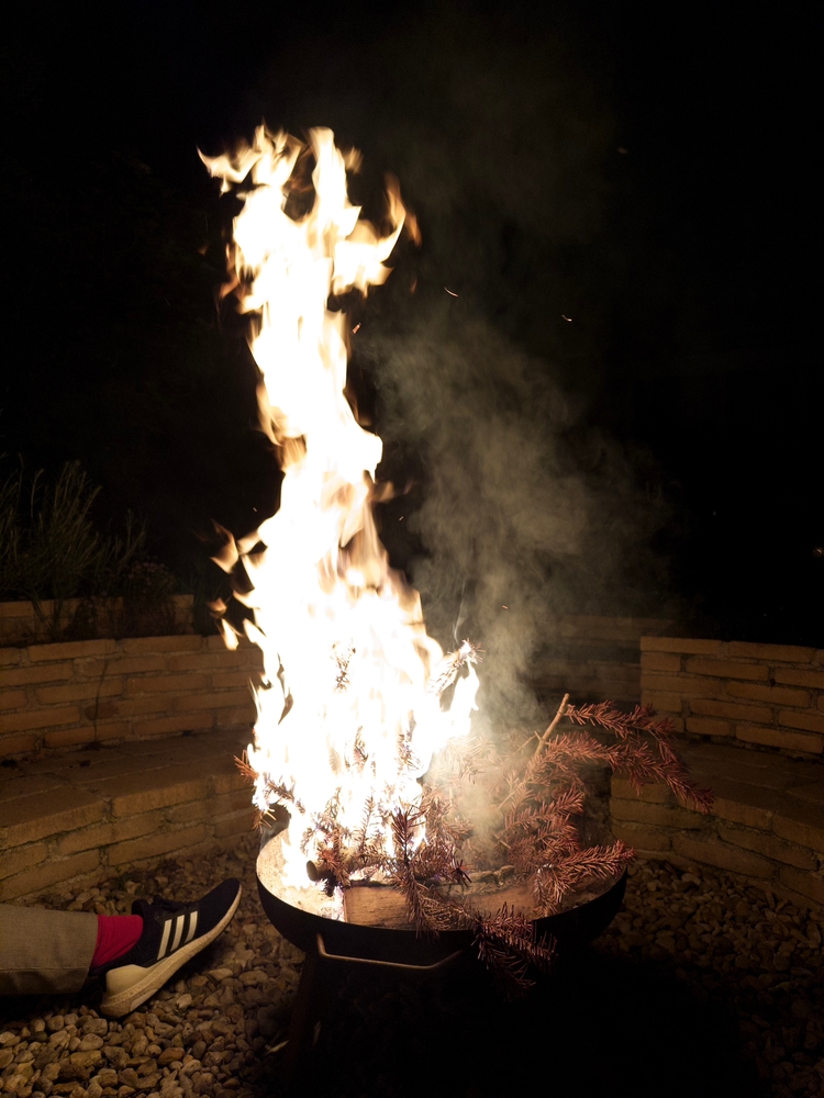 A bonfire in Ben's backyard