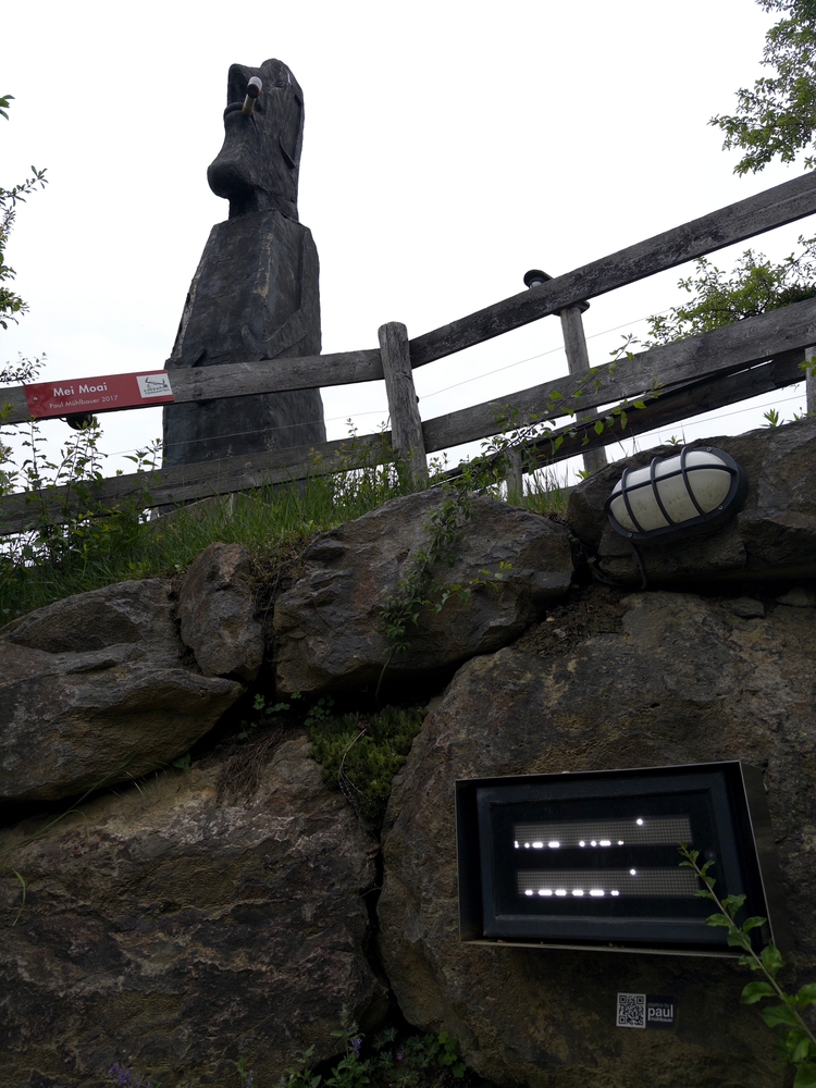 A moyai statue from a low angle