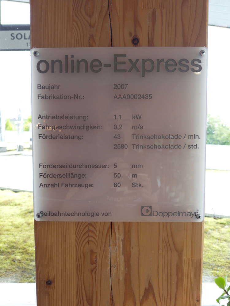 The data plaque for the chocolate ski lift